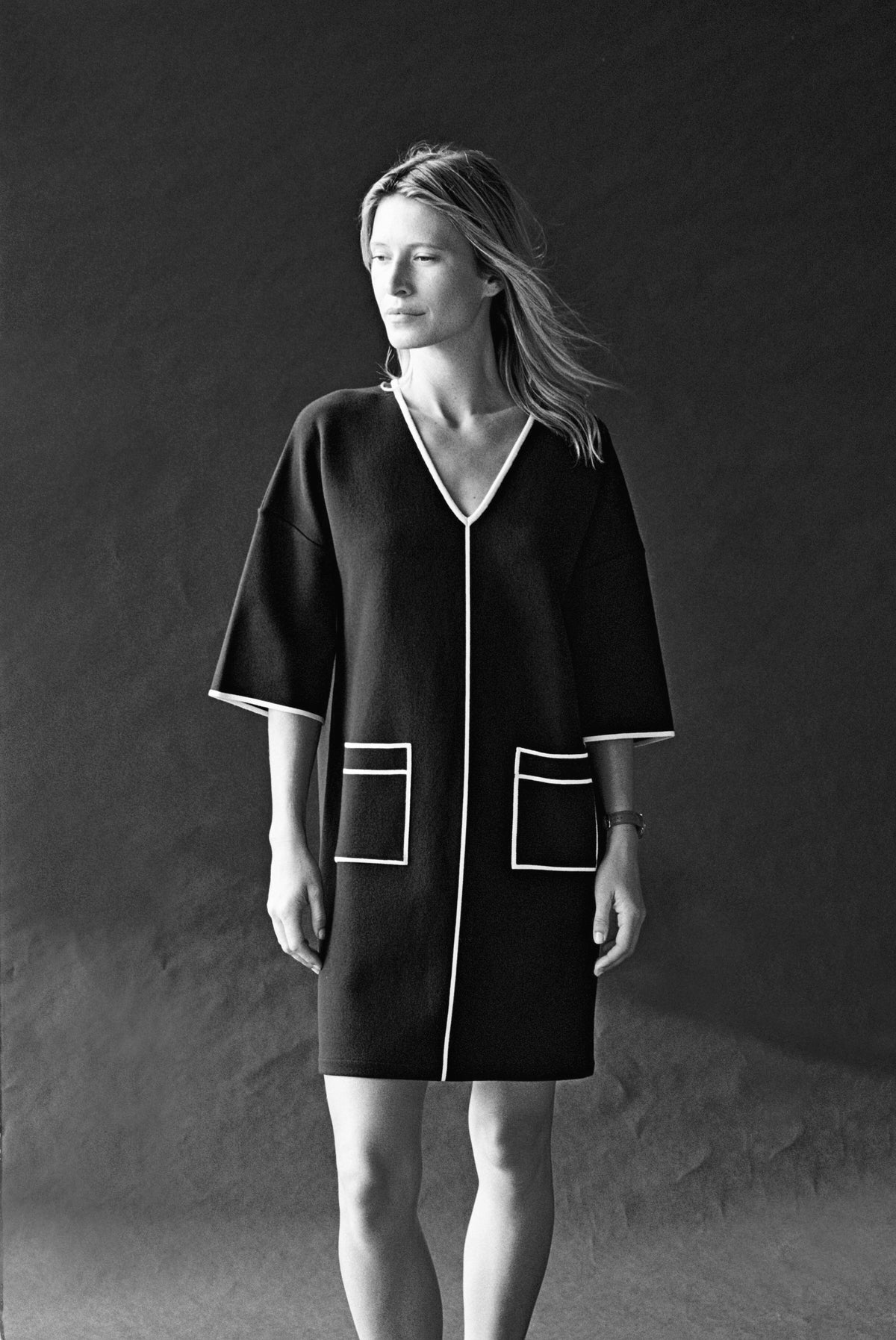 Robe courte bleu marine en maille milano OLEXINE/13103/313