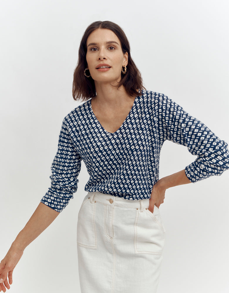 Pull maille imprimé ABBY-WEEK-ML/87163/881