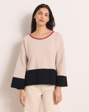 pull boite en maille colorblock