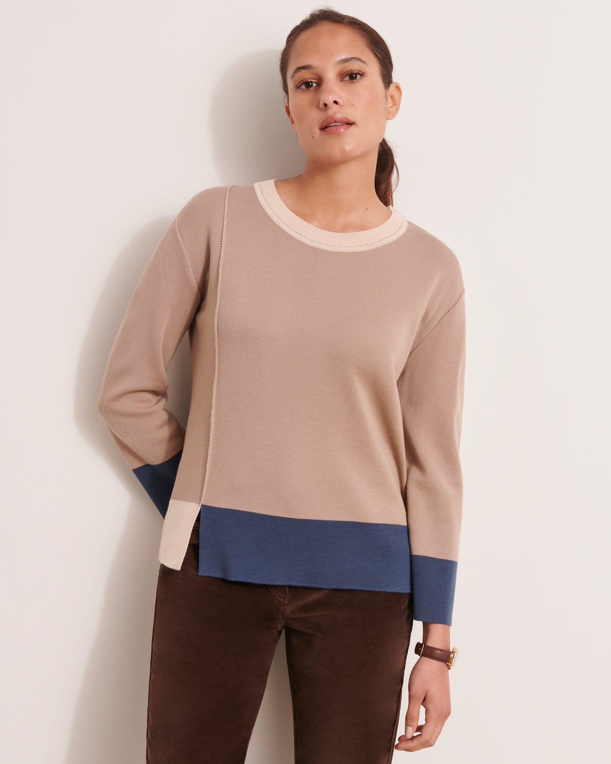 Pull col rond en laine mérinos ABSTRAIT/12056/781