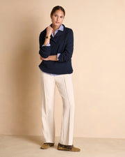 Pull bleu marine en laine mérinos à col camionneur