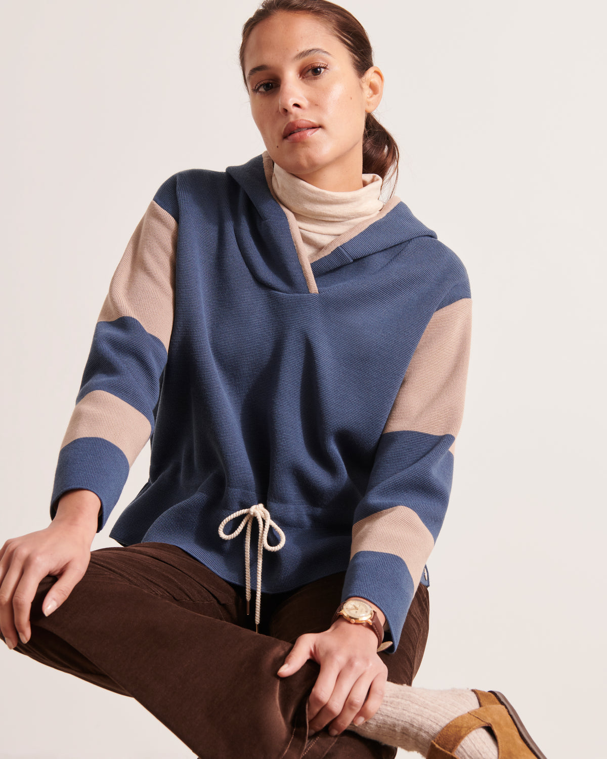 Sweat à capuche en laine mérinos ADENIA/12003/882