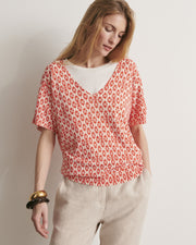 pull en maille coupe kimono motif géométrique