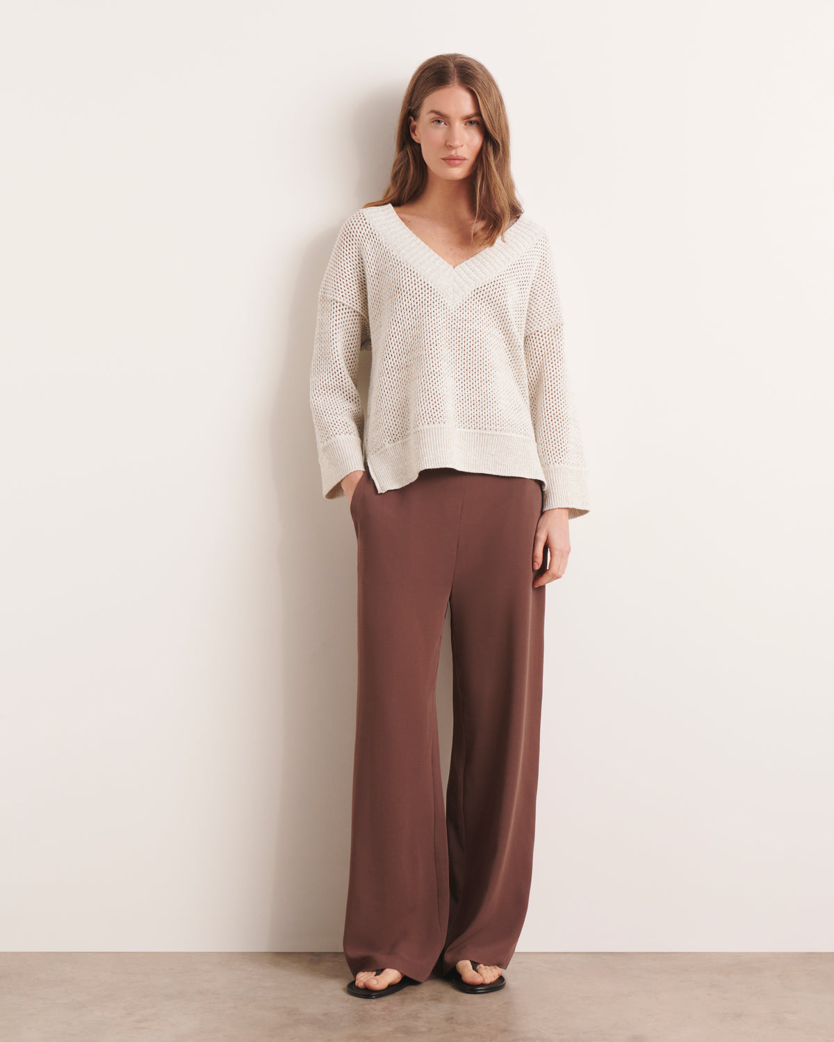 Pull blanc en maille résille irisée AILLEURS13-BIS/13115/761