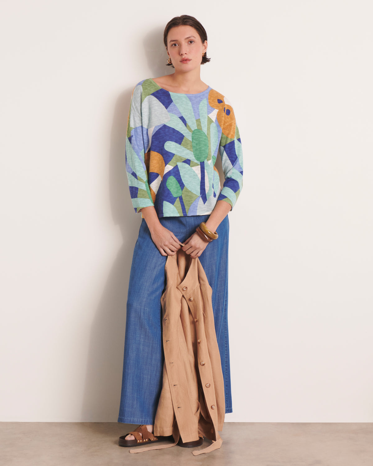 Pull imprimé bleu ALBIZIAME/13192/881