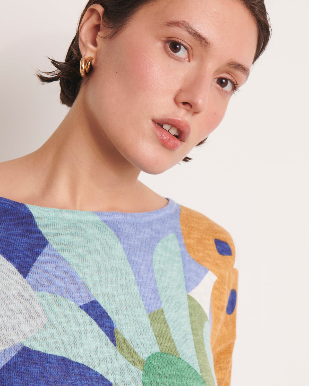 Pull imprimé bleu ALBIZIAME/13192/881