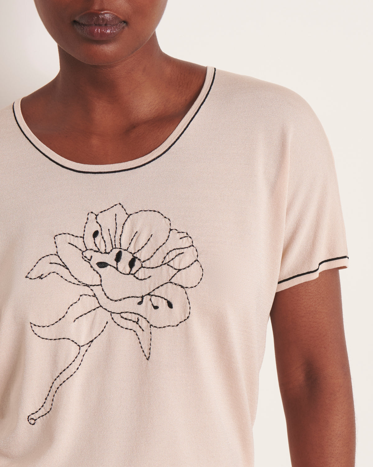 Pull beige brodé ALCATRAZ/13177/781