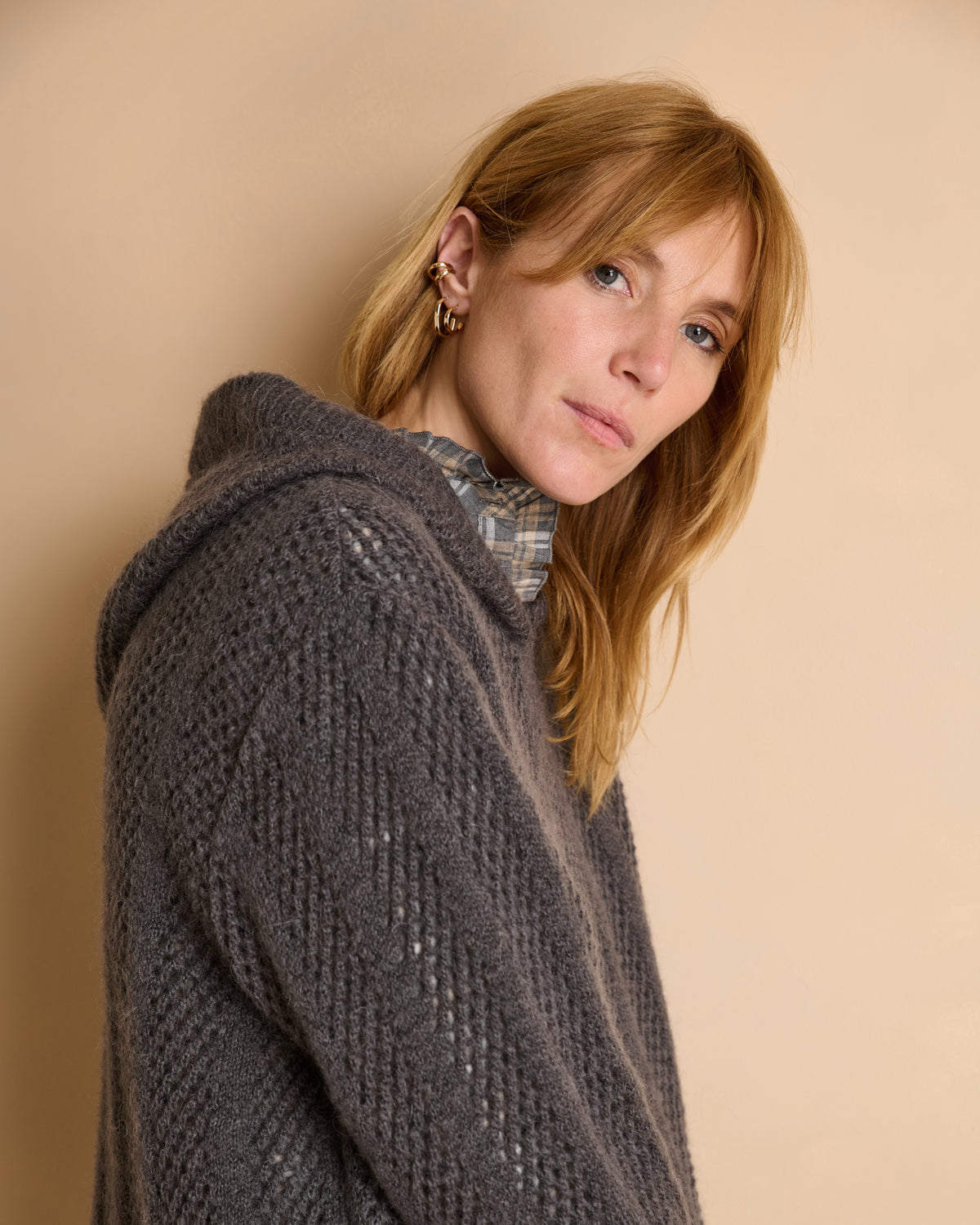 Pull gris à capuche manches longues ALIA/14025/441