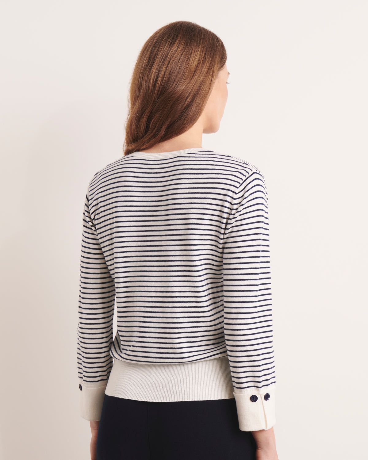 Pull marinière blanc encolure tunisienne ALINIERE/13133/761