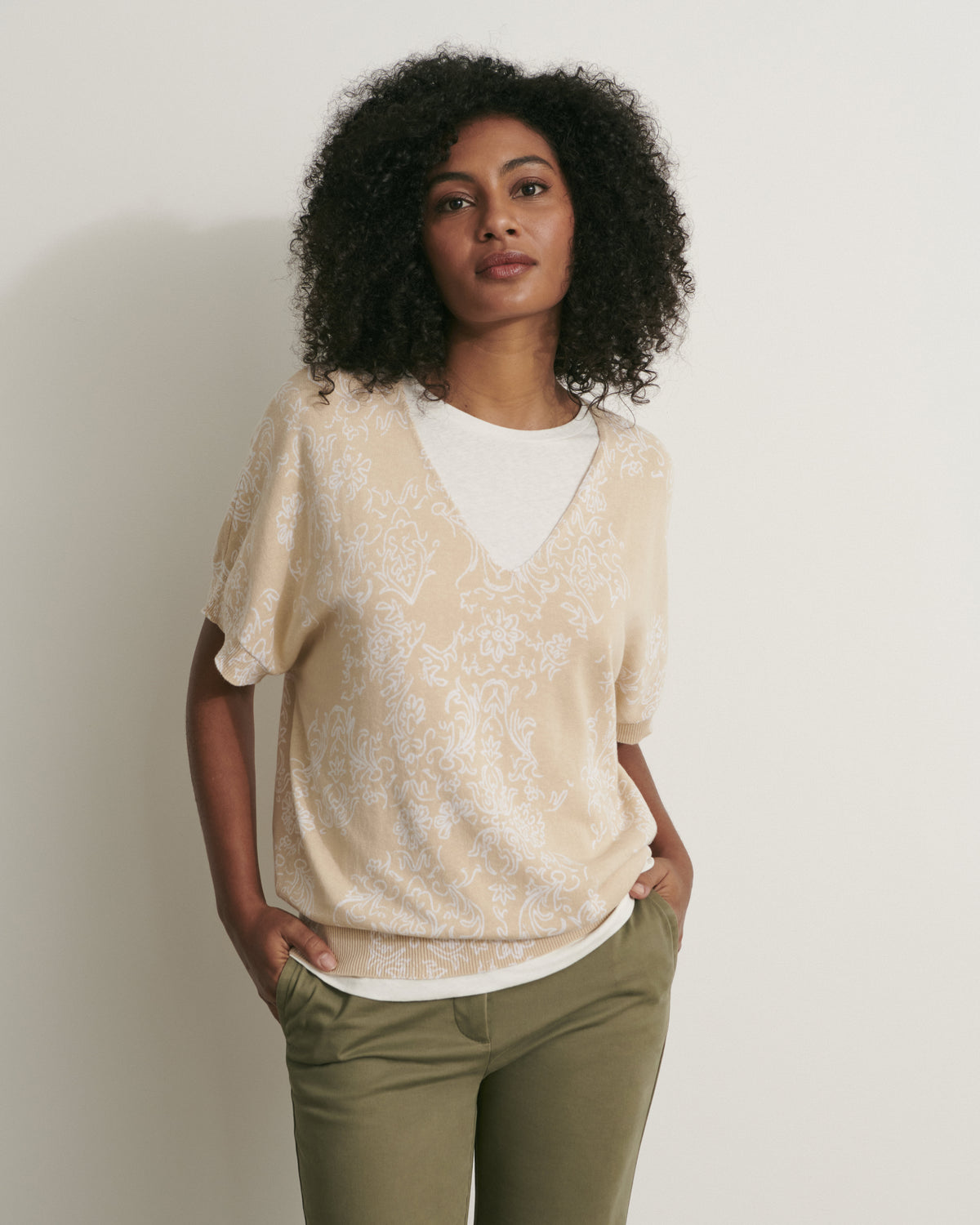 Pull kimono en maille imprimée ALISMA/11074/751