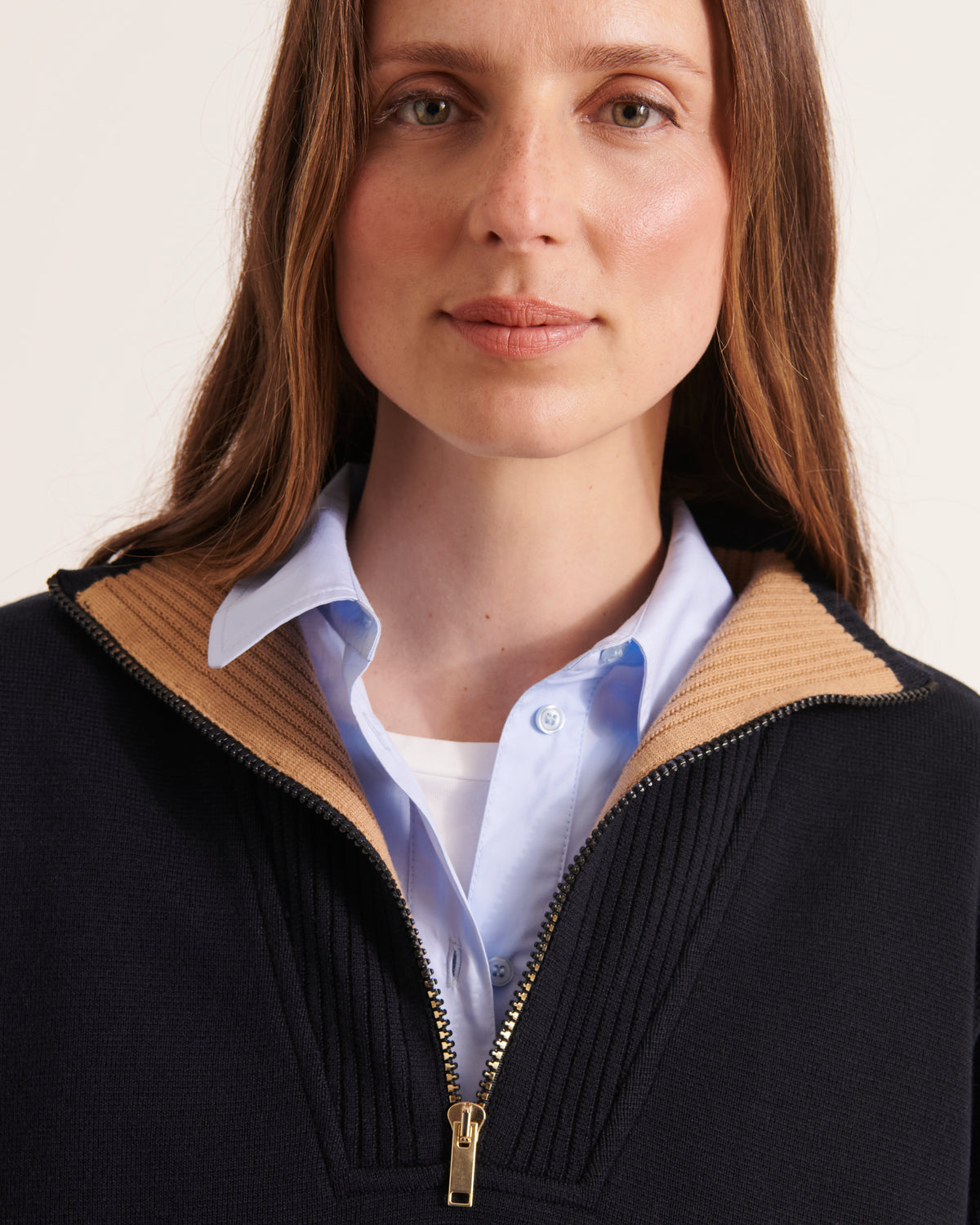 pull col camionneur en laine mérinos bleu marine