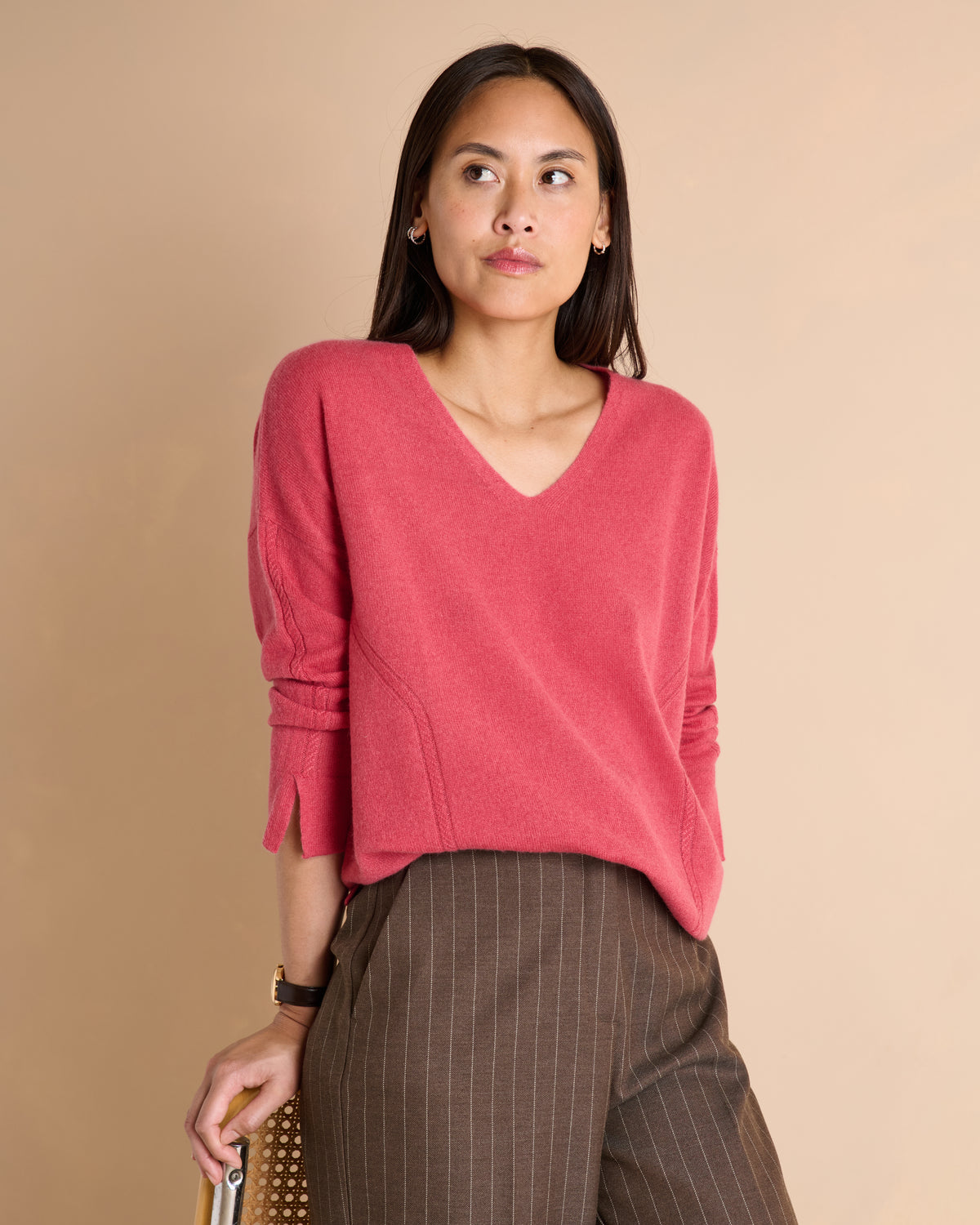 Pull rose oversize encolure V ALOLUX/14052/412