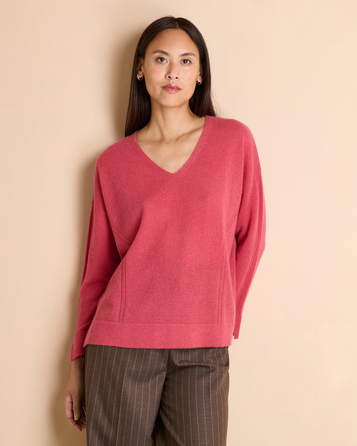 Pull rose oversize encolure V ALOLUX/14052/412