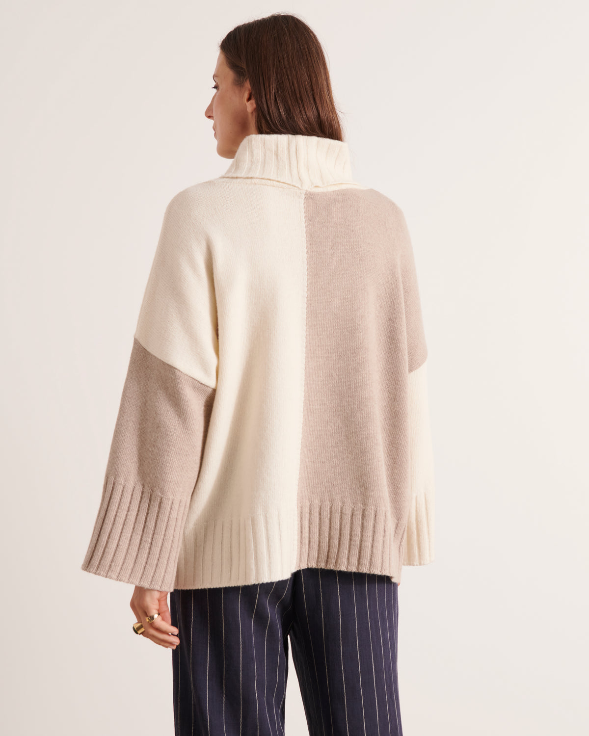 Pull maille intarsia en laine mérinos et cachemire ALPES/12013/761