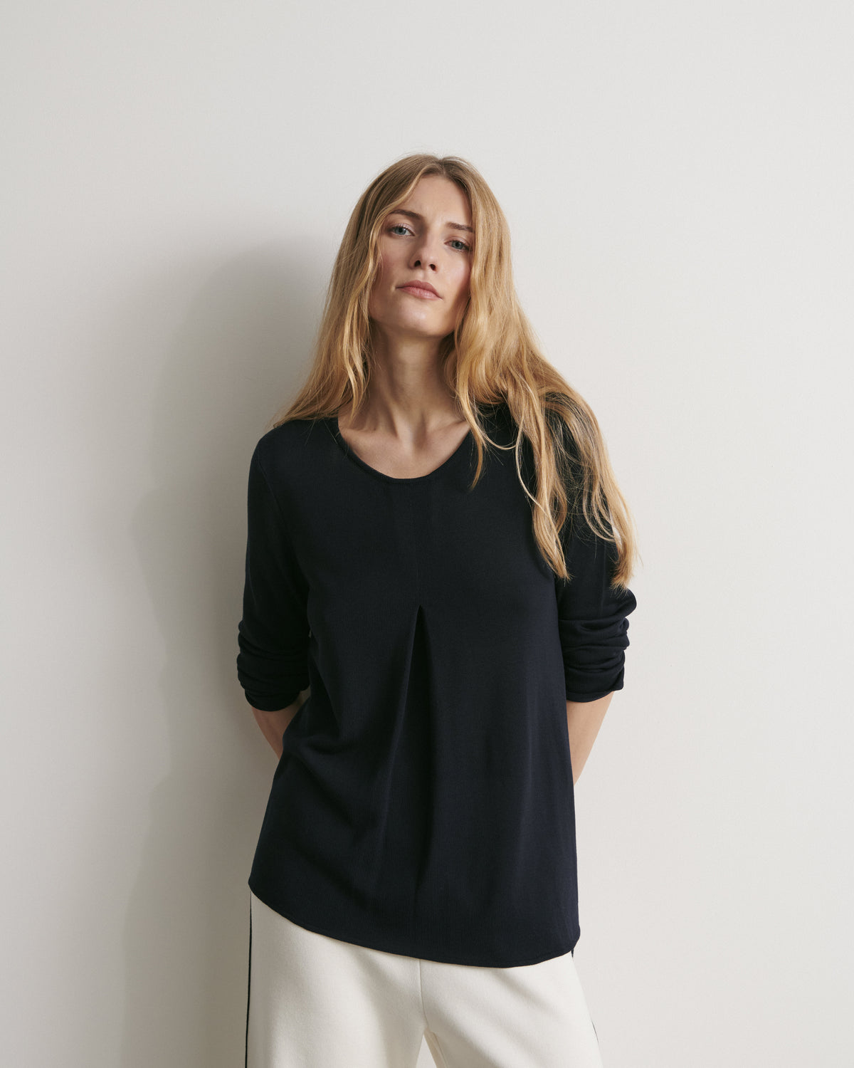 Pull col rond en jersey fluide ALFYNE/11026/317