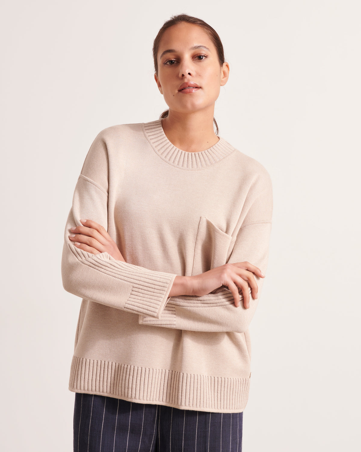 Pull col rond en laine mérinos AMANDE/12017/781