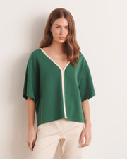 pull kimono en maille milano stretch vert