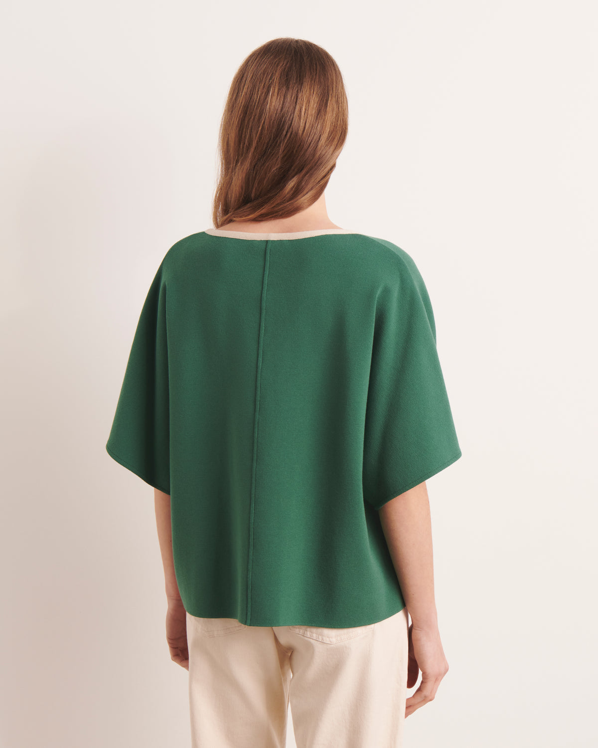 Pull kimono vert en maille milano stretch AMER13/13158/170
