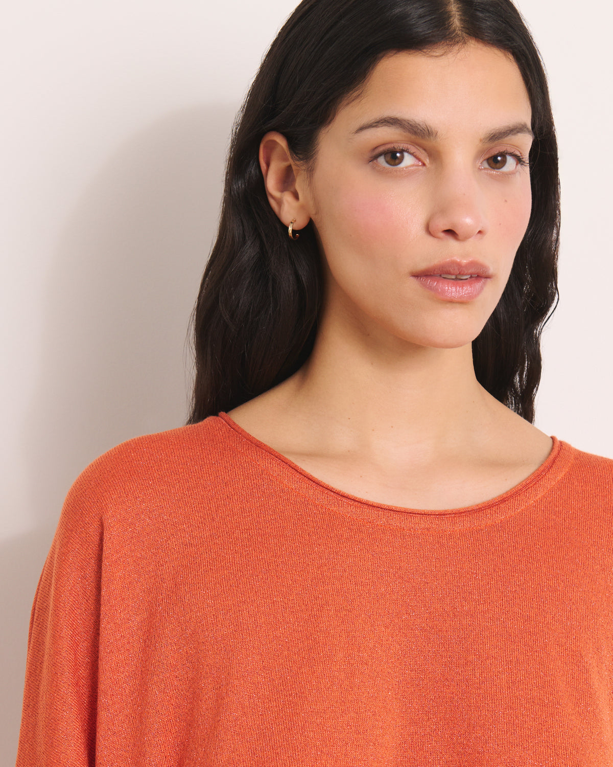 Pull orange en maille irisée AMILLY13/13117/831