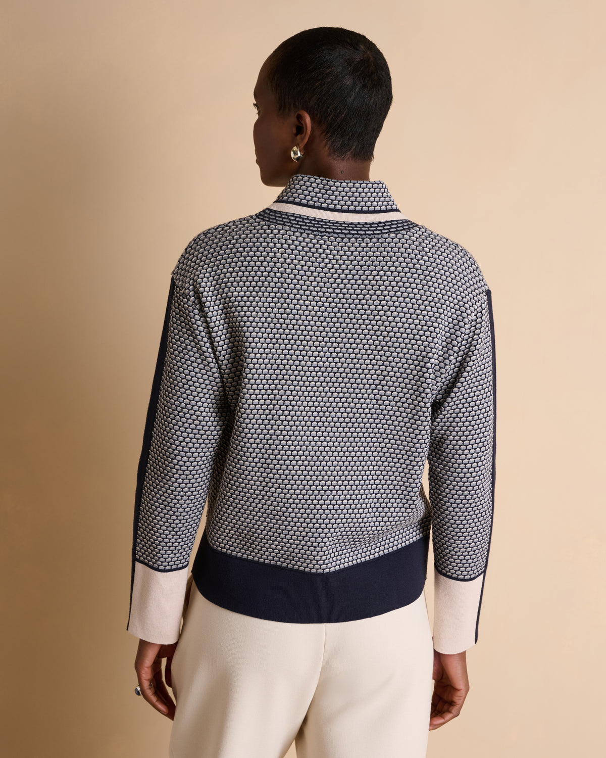 Pull imprimé bleu marine col roulé AMSONIA-R/14139/886