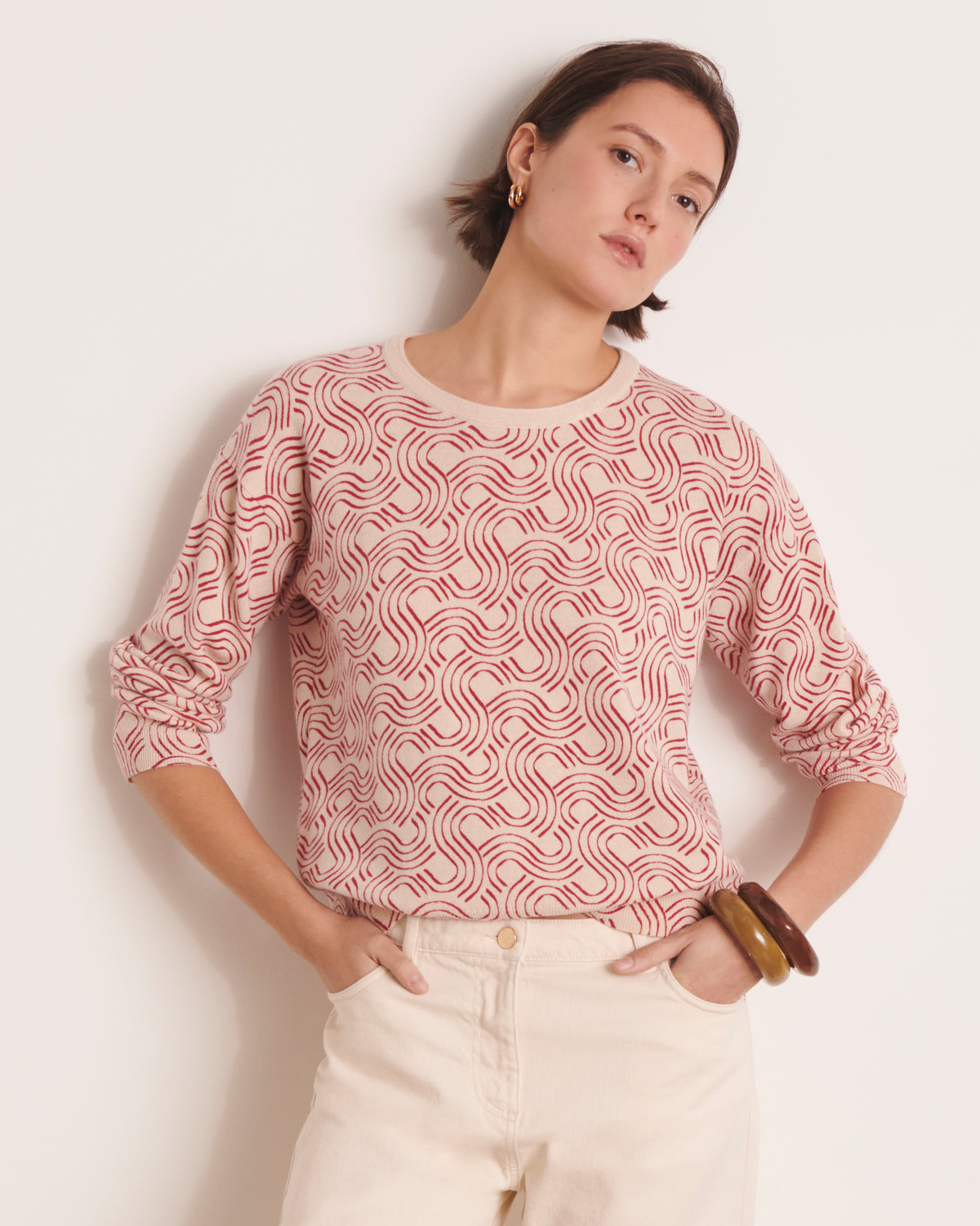 Pull imprimé rose ANDALOUSIE/13072/901
