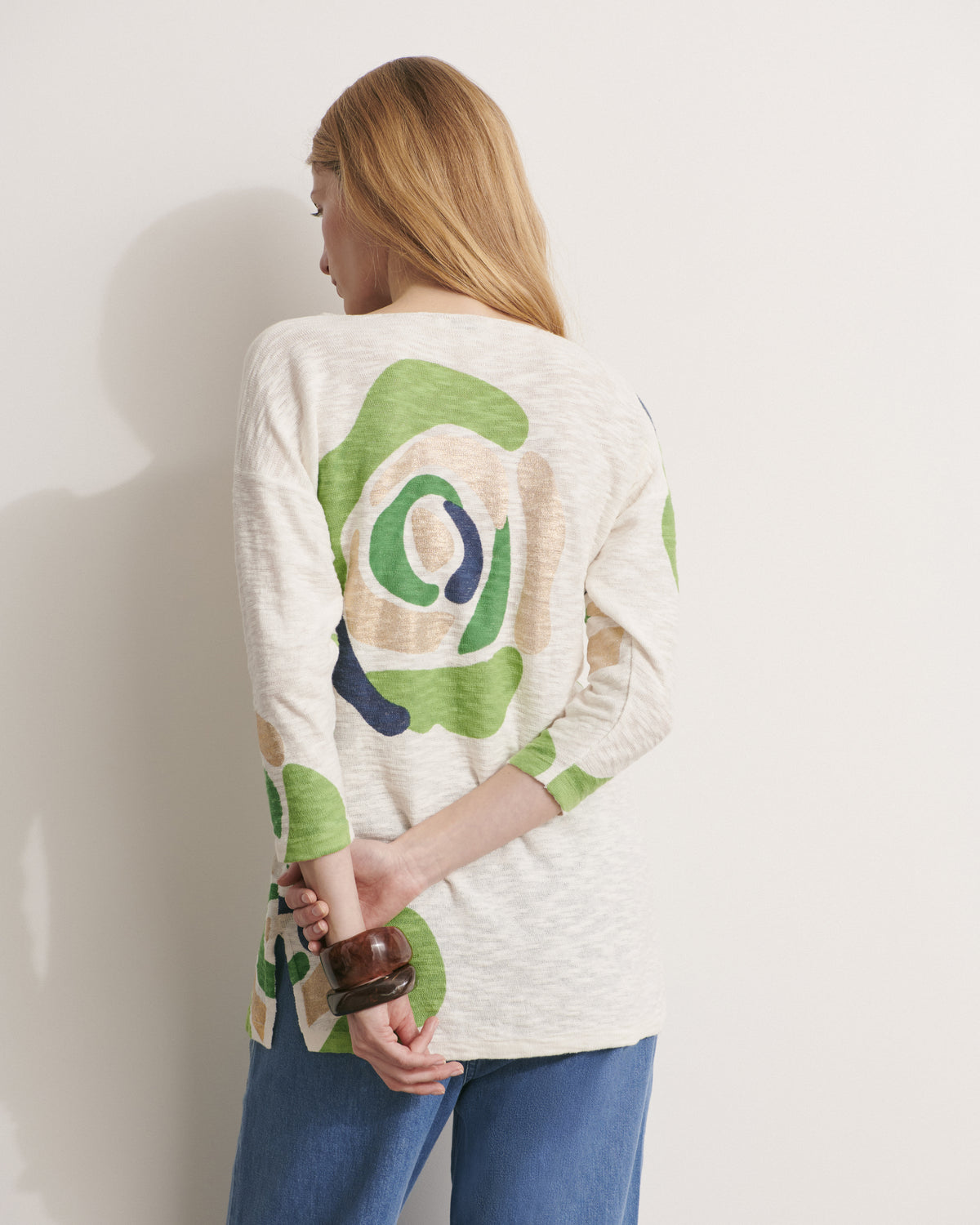 Pull en maille encolure V ANEMONE-L-LIN11/11208/851