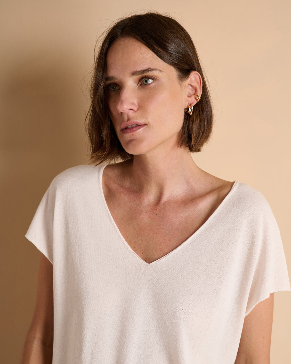 Pull kimono sans manches beige APACHE-U/13345/012