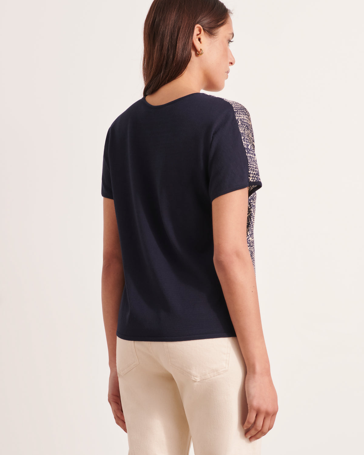 Pull imprimé bimatière manches kimono twin-set ARDOISE/12121/635