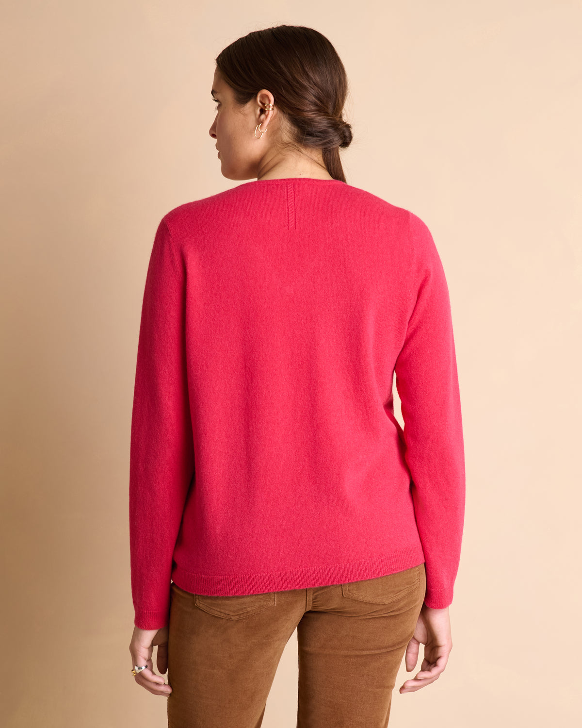 Pull rose coupe droite encolure V ASELUX/14055/415
