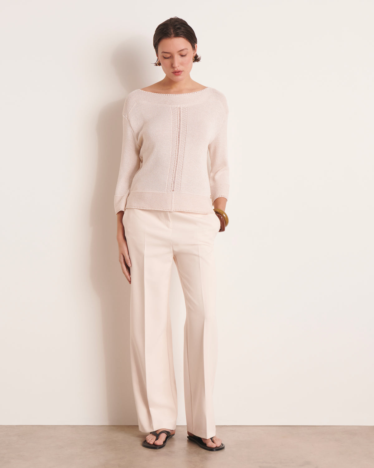Pull beige encolure bateau ASTRE/13005/030