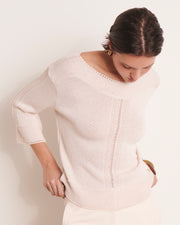 pull en maille beige encolure bateau en viscose