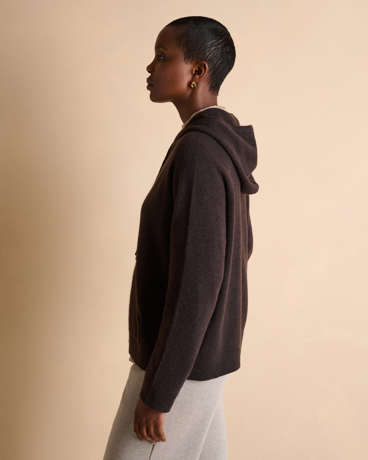 Pull à capuche marron avec poche kangourou ASWEATUX/14093/039