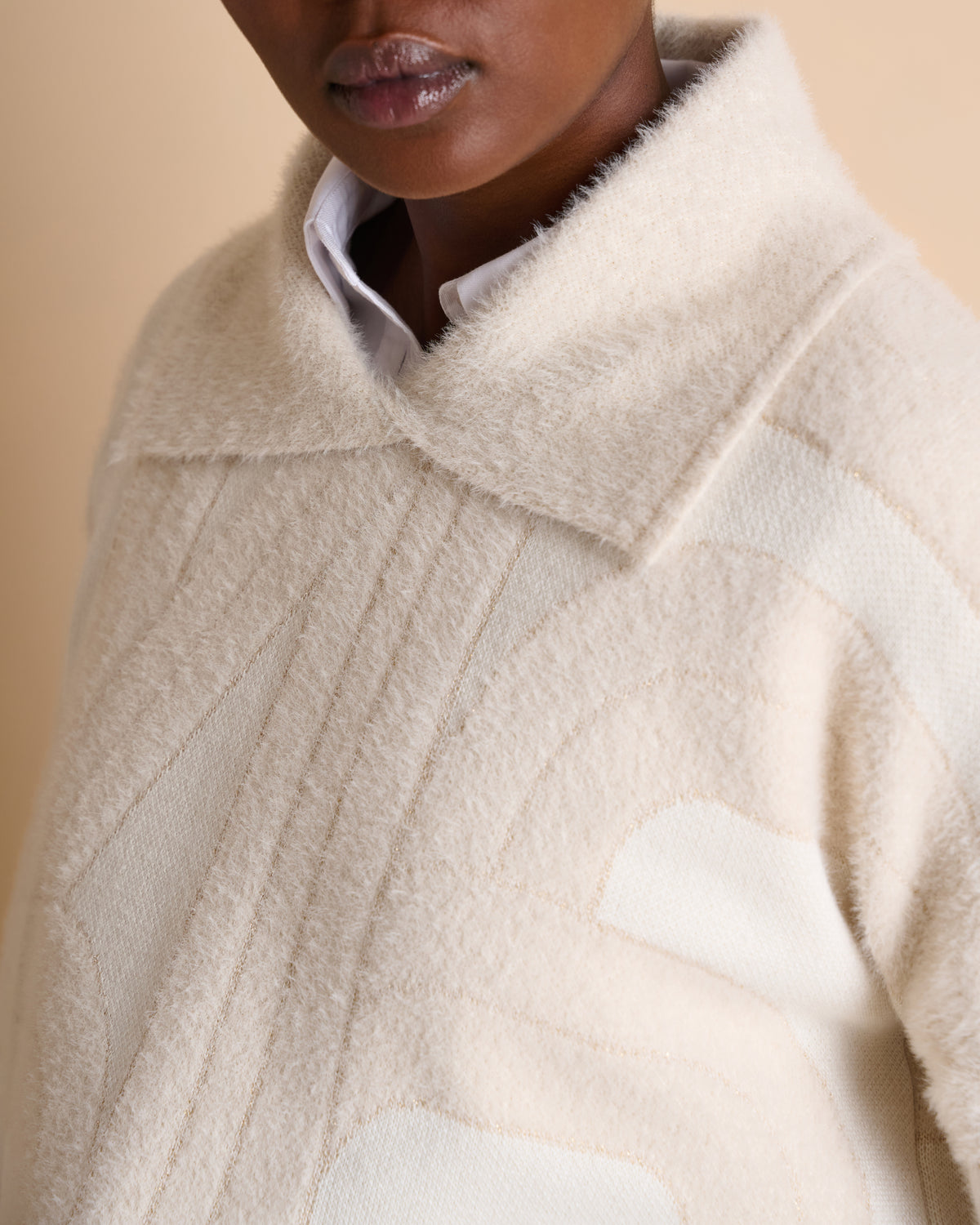 Pull beige oversize avec col croisé ATLANTA/14078/781