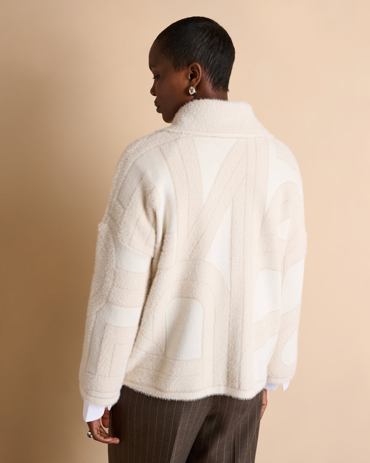 Pull beige oversize avec col croisé ATLANTA/14078/781