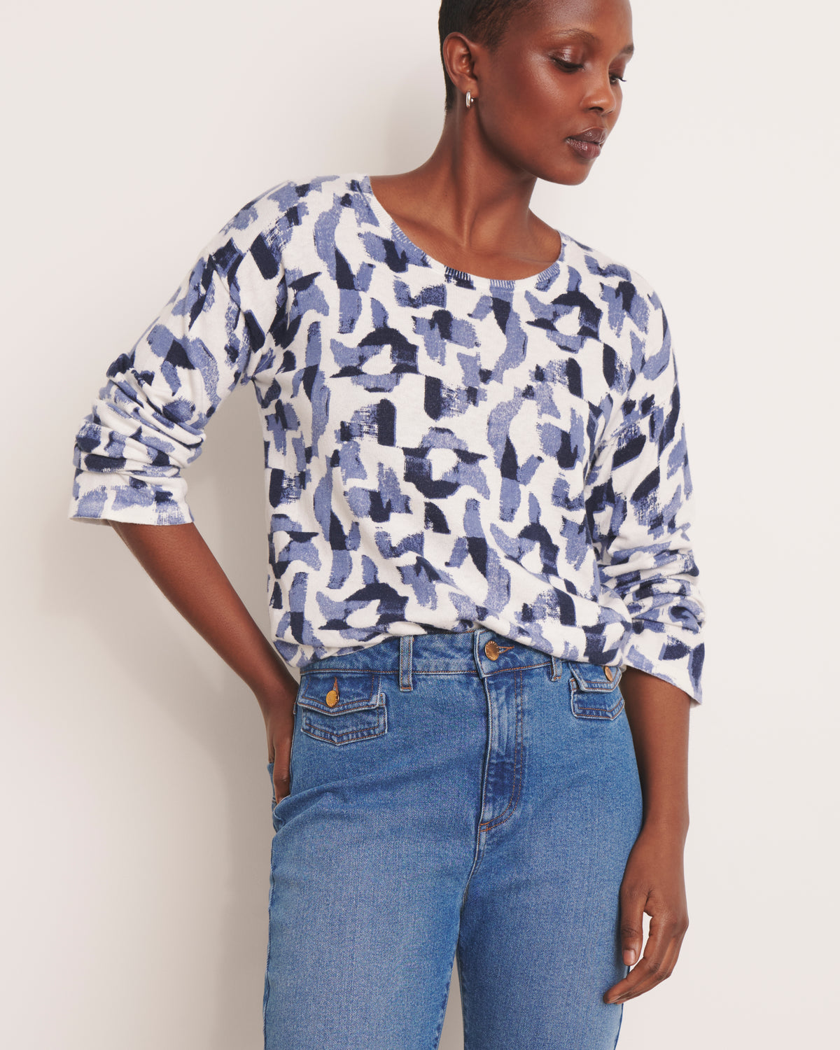 Pull imprimé bleu ATLANTIQUE/13074/881