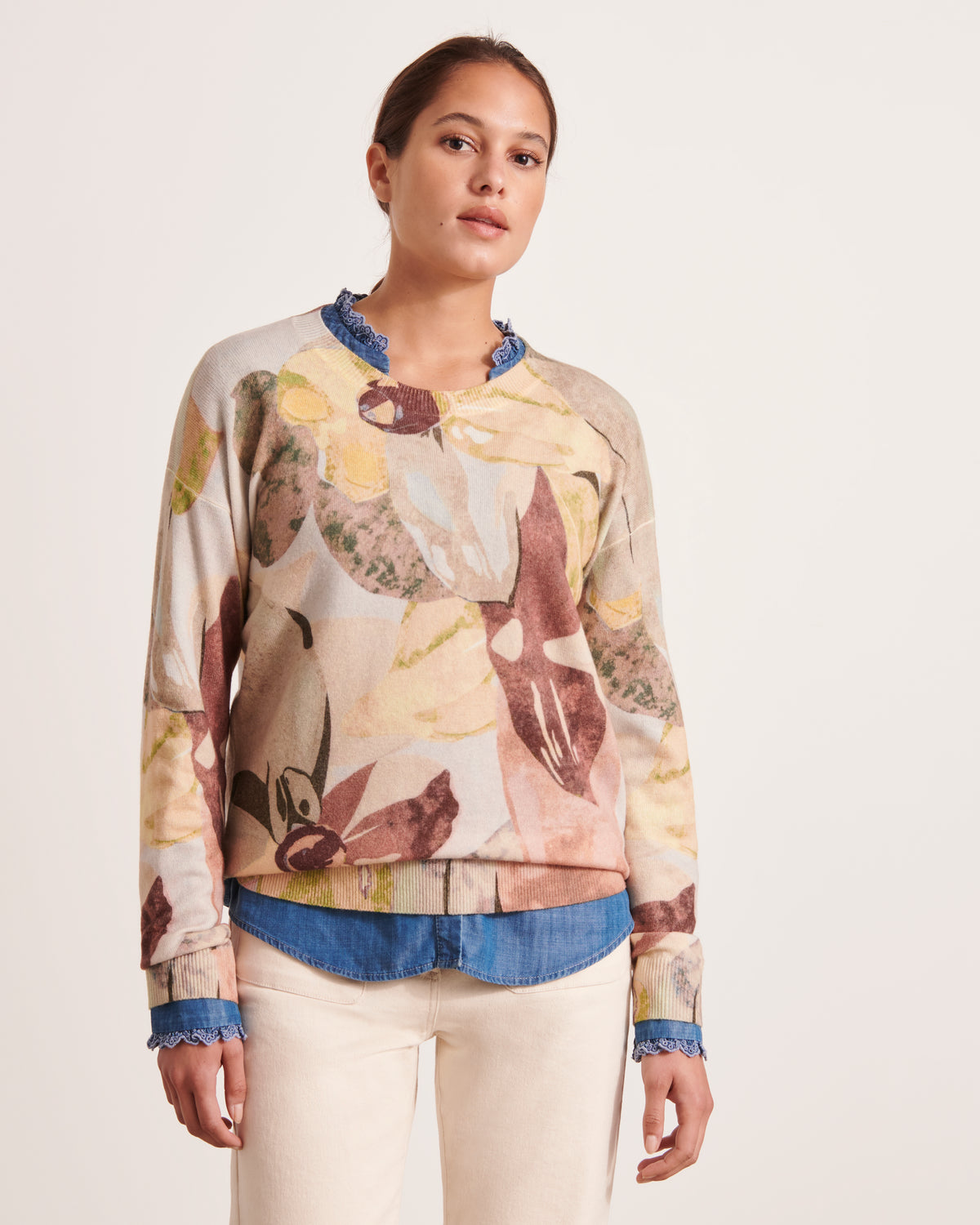 Suéter estampado de cuello redondo OTOÑO/12160/791