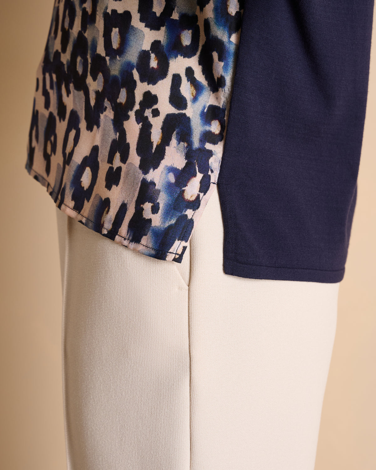 Pull bleu imprimé manches kimono courte encolure ronde AVATAR/14117/635