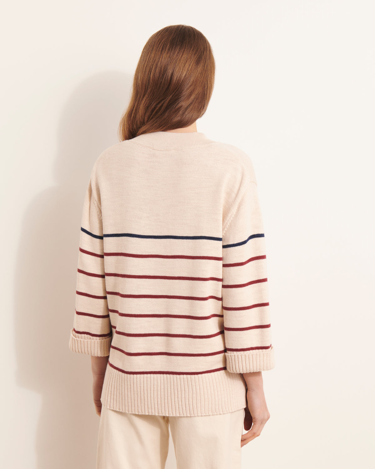 Pull marinière beige en maille AVEIRO13/13162/771