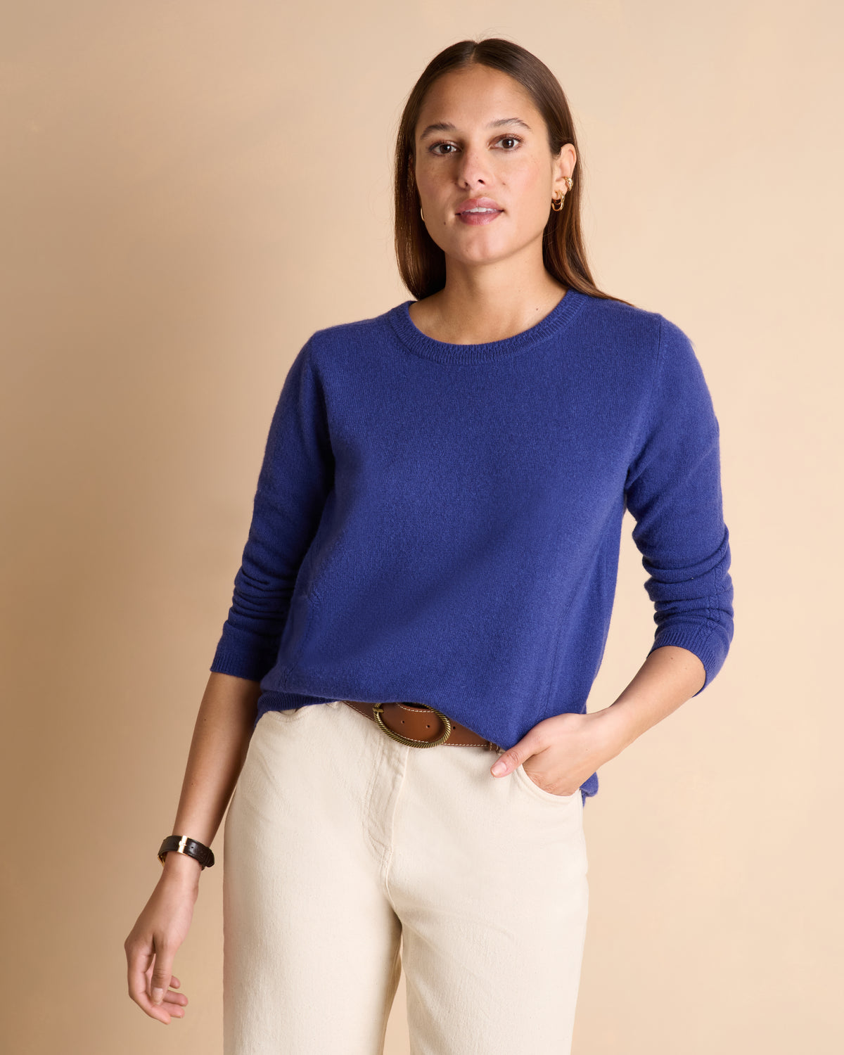 Pull bleu coupe droite encolure ronde manches longues AZOLUX/14056/287