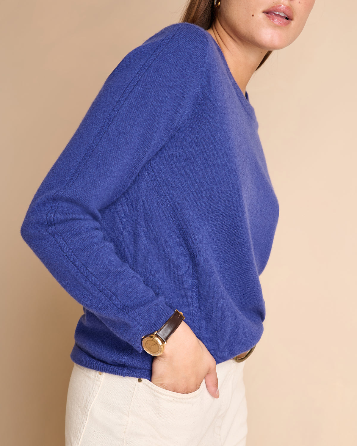 Pull bleu coupe droite encolure ronde manches longues AZOLUX/14056/287