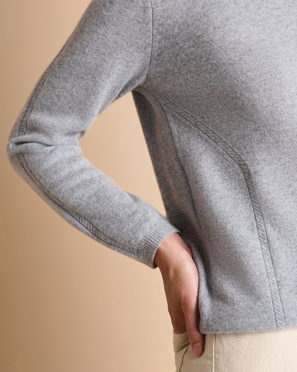 Pull gris coupe droite encolure ronde manches longues AZOLUX/14056/912