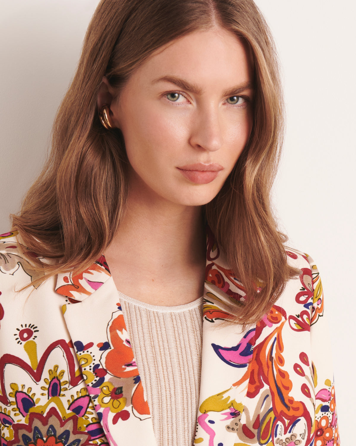 Veste blazer beige imprimée BAILAR/13213/523