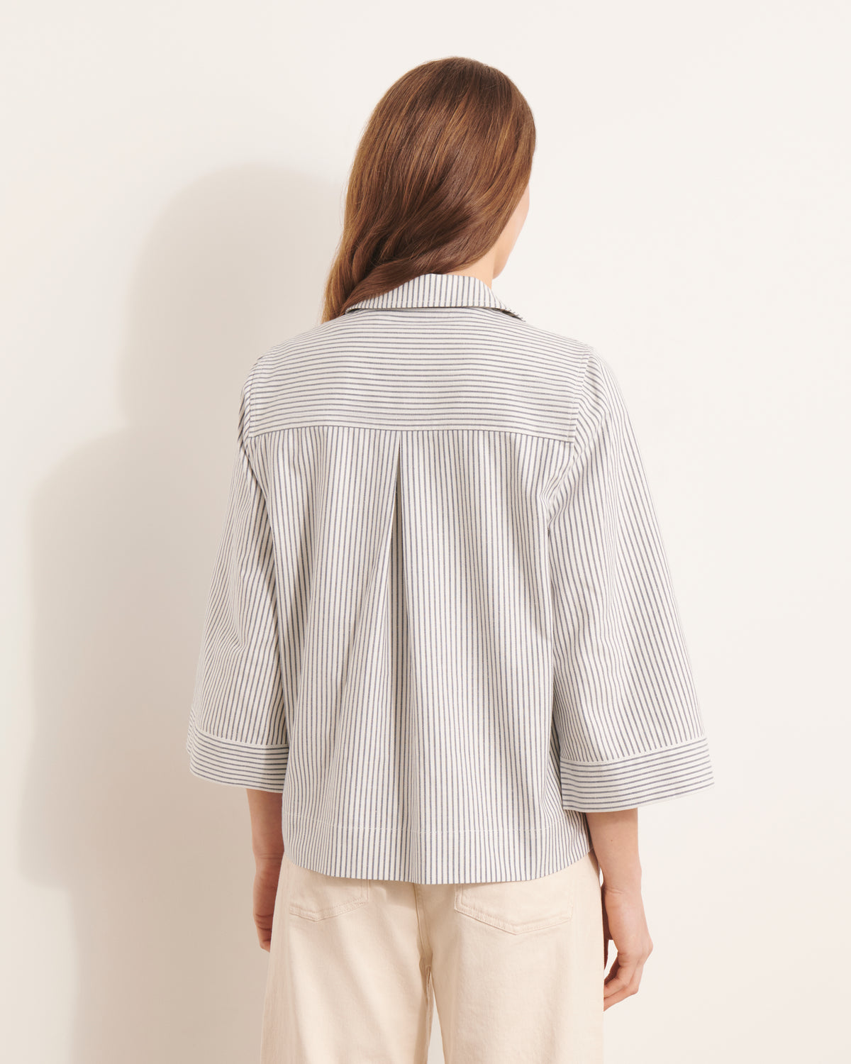 Veste courte à rayures beige et bleu BALIESSE/13219/521