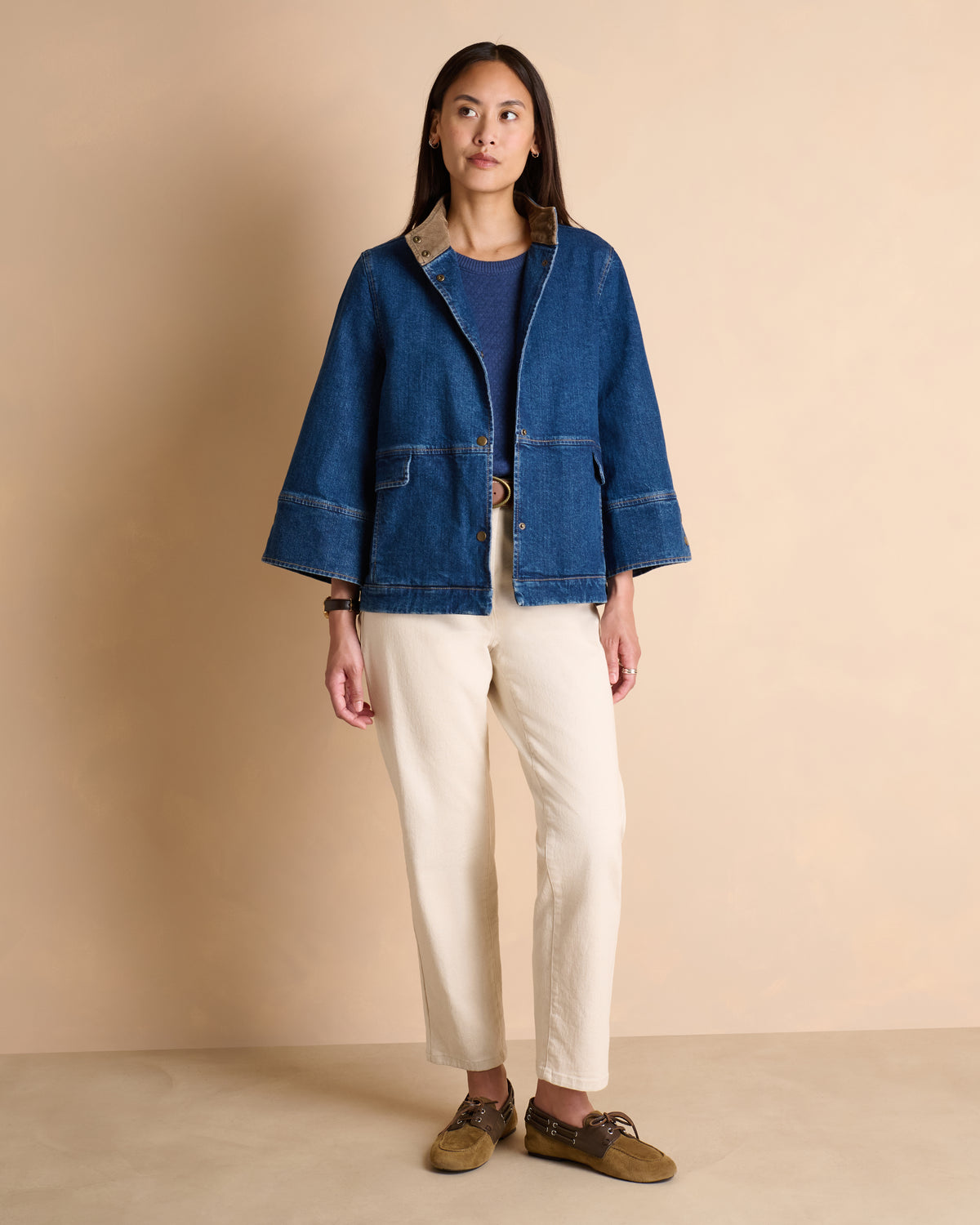 Veste courte bleue boutonnée BERRINE-JEAN/14280/317