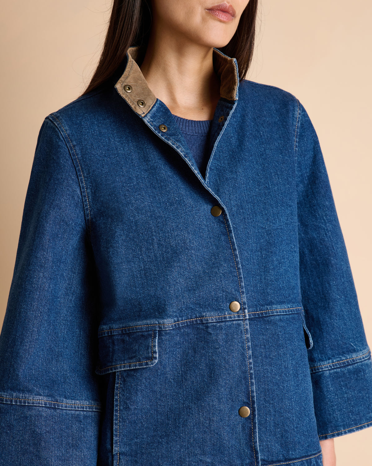 Veste courte bleue boutonnée BERRINE-JEAN/14280/317