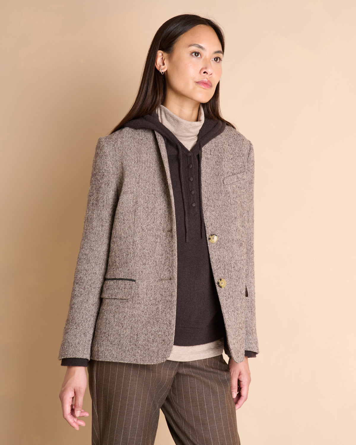 Veste blazer marron col montant BETWEEN/14114/540