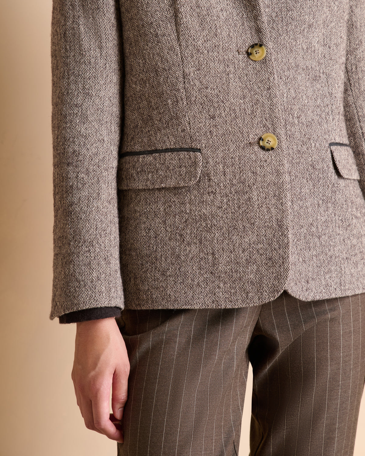 Veste blazer marron col montant BETWEEN/14114/540