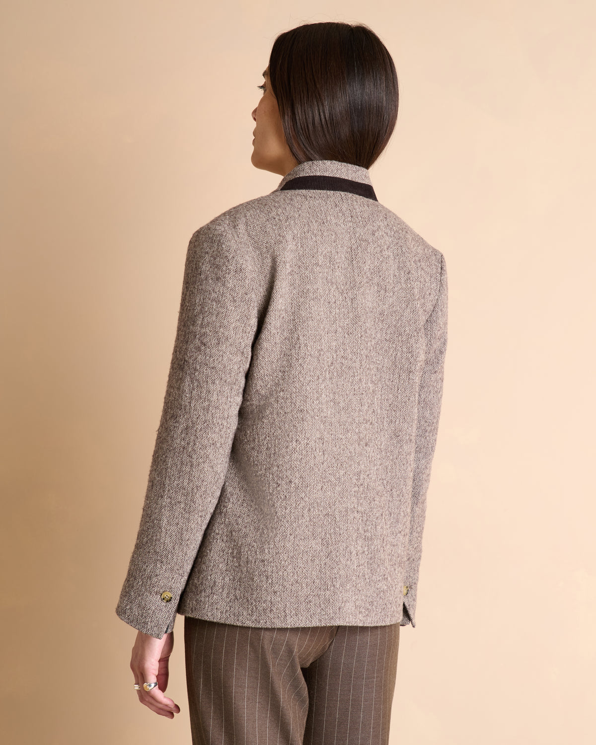 Veste blazer marron col montant BETWEEN/14114/540