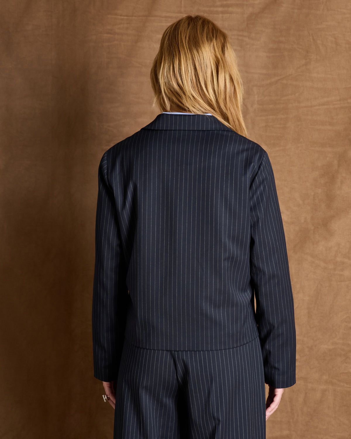 Veste bleue courte à rayures boutonnée BILLY/14230/635