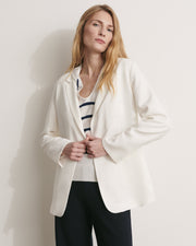 blazer fluide en crêpe blanc